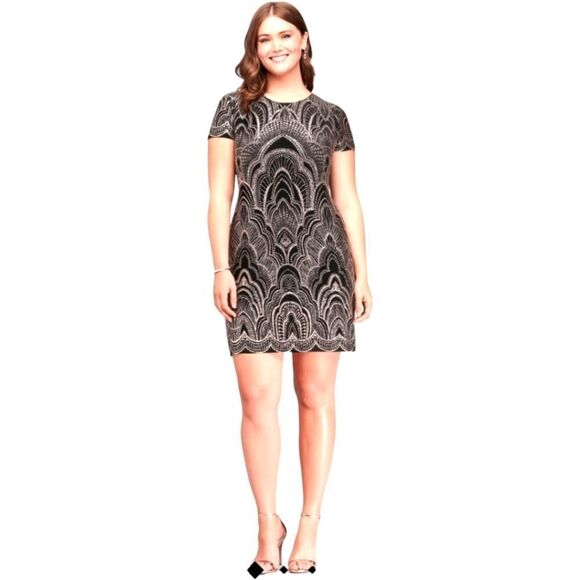 torrid Dresses & Skirts - Torrid Plus Size Rose Gold Glitter Motif Print Mini Dress. SIZE 2X